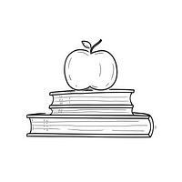 Stack of books with apple sketch publication drawing.