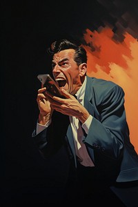 A man yelling at his phone shouting portrait adult.