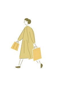 Doodle illustration of women bag walking cartoon.