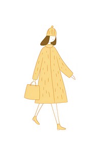 Doodle illustration of women bag cartoon walking.
