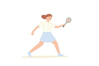 Doodle illustration of student sports cartoon tennis.