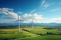  Solar panel turbine landscape windmill. AI generated Image by rawpixel.