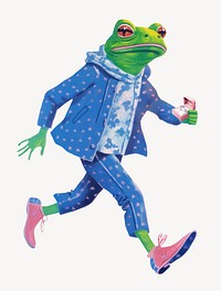 Frog character holding wedding ring digital art illustration