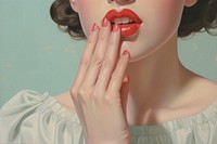 Hand with lipstick adult cosmetics portrait.