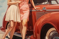 Women with car painting vehicle dress.