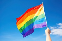 Pride flag rainbow blue hand.