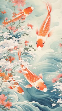  Japanese ancient pattern animal marine fish. AI generated Image by rawpixel.