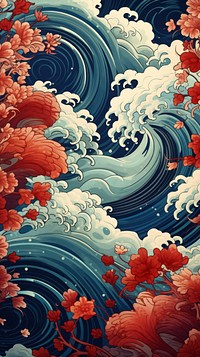  Japanese ancient pattern outdoors painting nature. AI generated Image by rawpixel.