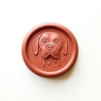 Seal Wax Stamp face dog white background anthropomorphic representation.