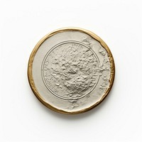 Seal Wax Stamp halt moon money coin white background.