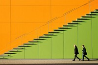  Crowd walking wall architecture. AI generated Image by rawpixel.
