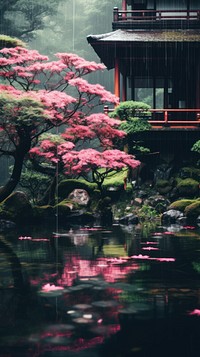  Japanese nature scenery outdoors flower garden. AI generated Image by rawpixel.