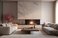 Living room architecture fireplace furniture. AI generated Image by rawpixel.