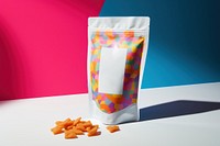 Snack bag product food advertisement medicine.
