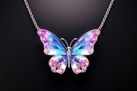 Butterfly shapped necklace iridescent gemstone jewelry pendant.