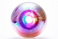 Eye iridescent sphere white background technology.