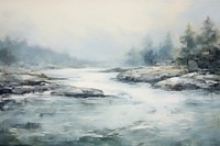 River in the forset background painting outdoors nature.