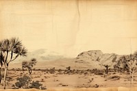 Phemera style of desert border grassland landscape painting.