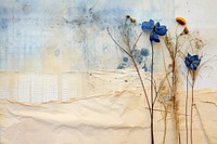 Cute collage scrapbooks on paper flower plant blue.