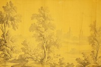 Vintage toile pattern print dark yellow paper backgrounds painting art.