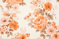 Vintage flowers pattern print light pink orange pastel paper backgrounds plant art.