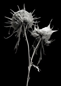 Photography of dried flowers plant white black.