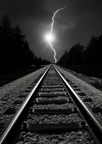 Photography of lightning outdoors railway nature.