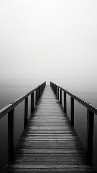 Monochrome boardwalk bridge white.