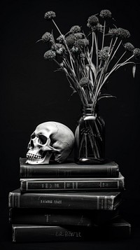 Photography of skull flower book publication.