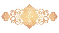 Brown vintage ornament as line watercolour illustration pattern white background creativity.