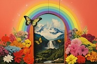 Collage Retro dreamy of the door art butterfly mountain.