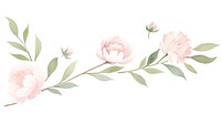 Cute peonies branch as line watercolour illustration pattern flower plant.