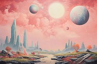 Oil painting of space astronomy outdoors nature.