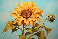 Close up sunflower painting plant art.