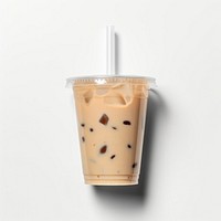 Transparent plastic cup  drink white background refreshment.