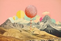 Collage Retro dreamy of the mountain outdoors lollipop balloon.