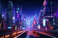 Futuristic city night architecture metropolis.