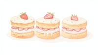 Strawberry cakes as line watercolour illustration dessert fruit cream.