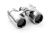Chrome material binoculars appliance device electrical device.