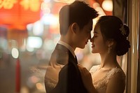 Wedding of a young East Asian couple adult bride men.