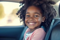 Cheerful little african american daughter cheerful portrait smile.