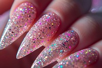 Glitter nails photo cosmetics hand fingernail.