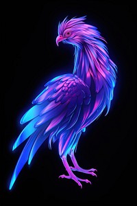 Illustration griffon Neon rim light animal purple bird.