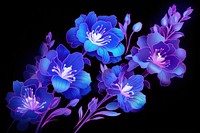 Illustration delphinium neon rim light purple flower plant.