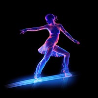 Illustration figure skater Neon rim light purple dancing ballet.