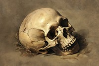 The Overturned skull painting art anthropology.