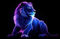 Illustration lion Neon rim light purple portrait mammal.