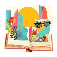 Retro Collages whit a book art publication sunglasses.