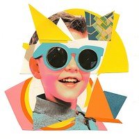 Retro Collages whit a happy boy collage art sunglasses.