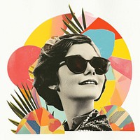 Retro Collages whit a happy girl collage art sunglasses.